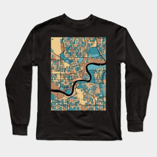 Edmonton Map Pattern in Mid Century Pastel Long Sleeve T-Shirt